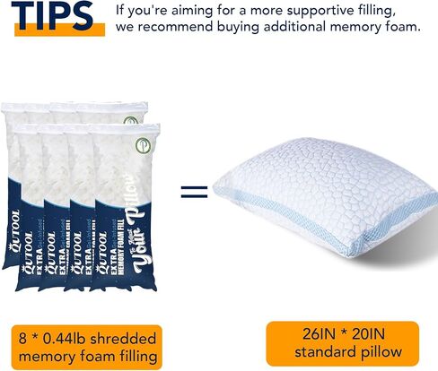 QUTOOL 0.44lb Bean Bag Chair Filler Premium Replacement Shredded Memory Foam Filling for Pillows Foam 1pack in Kuwait