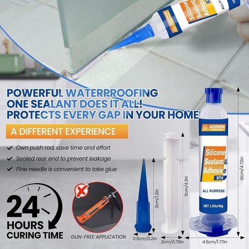RTV Silicone Sealant, 100% Waterproof & Flexible All-Purpose Silicone Caulk for Bathroom, Kitchen, Window, RV & Home - Black(1.4oz/40g) in Saudi Arabia