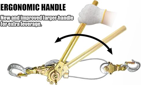 Come Along 3 Ton Cable Winch Puller Double Rope 10 Ft Heavy Duty Hand Puller 6600LB with 2 Hooks Cable Ratchet Puller W/Double Metal Gear for Lifting Pulling in Kuwait