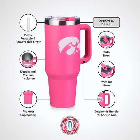 شركة الذاكرة | مرخص NCAA 40oz Pink Game Day Tumbler مع شعار الفريق in Kuwait