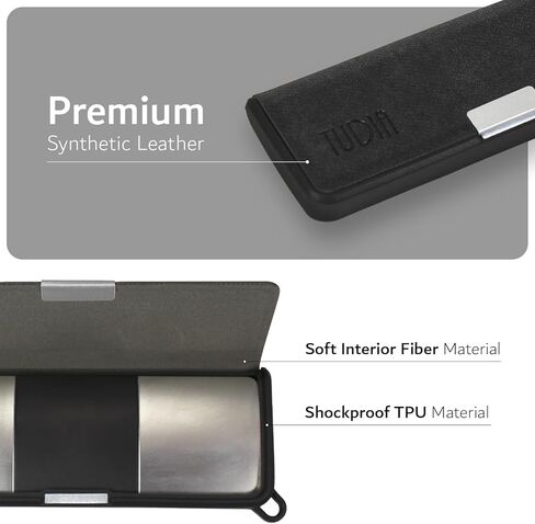 TUDIA Travel Leather Case Compatible with KardiaMobile 6L, Durable Leather Magnetic Closure with Key Holder Lightweight Slim Full Body Protective Carrying Case (Black) in Kuwait