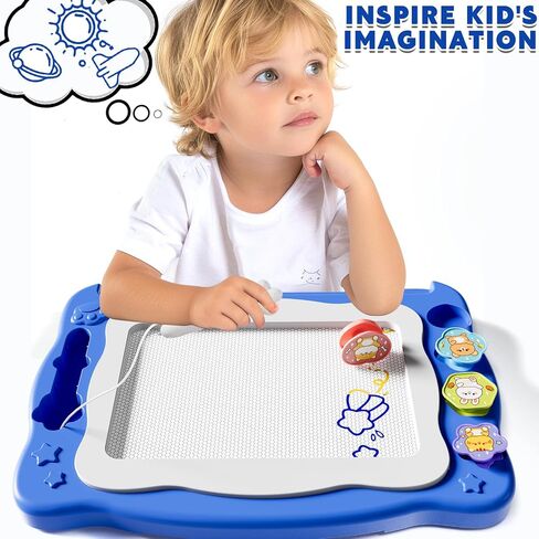 Magnetic Drawing Board Large Doodle Board Toddler Toys for Girls Boys 3 4 5 6 7 Year Old Kids, Montessori Preschool Educational Travel Toys Gifts Etch A Colorful Sketch Magnet Erasable Writing Pad in Kuwait