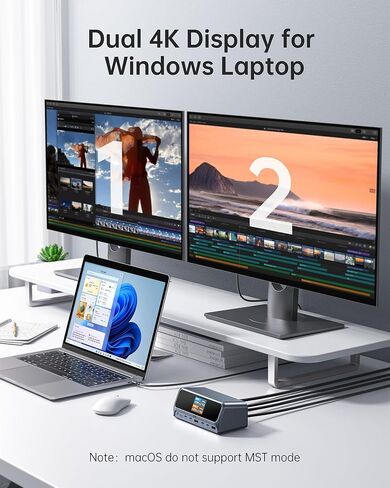 USB C station Station Dual Monitor ، USB C إلى محول HDMI ، محول Type C Hub Multiport مع DisplayPort ، 100wpd USB3.0 ، SD/TF ، Ethernet ، صوت 3.5 مم ، محطة لرسو الكمبيوتر المحمول لـ Dell/HP/XPS/Surface.etc in Kuwait