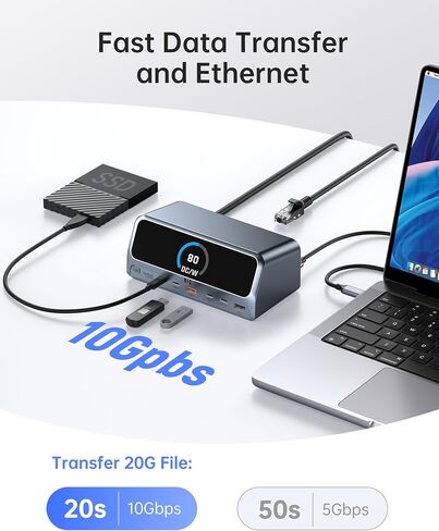 USB C station Station Dual Monitor ، USB C إلى محول HDMI ، محول Type C Hub Multiport مع DisplayPort ، 100wpd USB3.0 ، SD/TF ، Ethernet ، صوت 3.5 مم ، محطة لرسو الكمبيوتر المحمول لـ Dell/HP/XPS/Surface.etc in Kuwait