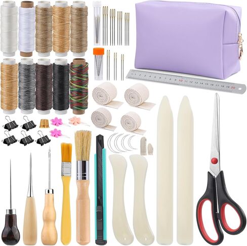 Jupean Bookbinding Kit, Book Binding Kit for Beginners, Book Binding Materials, Book Binding Tools with Bone Folder Book Binding Awl Webbing Strap Storage Box in Kuwait