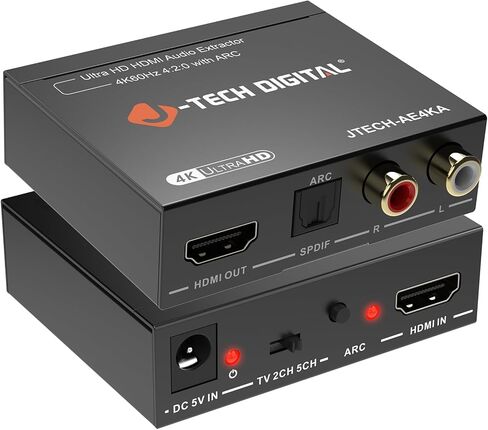 8K 4x2 HDMI Matrix Switch مع مستخرج الصوت | 8K@60Hz ، 4K@120Hz HDR ، ARC Support ، Optical & RCA Audio مخرجات ، IR Remote for Xbox ، PS5 ، Blu-ray-J-Tech Digital [Model: JTech-8K42A] in Kuwait