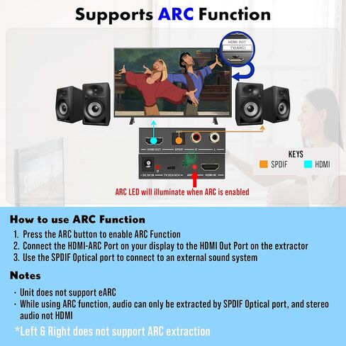 8K 4x2 HDMI Matrix Switch مع مستخرج الصوت | 8K@60Hz ، 4K@120Hz HDR ، ARC Support ، Optical & RCA Audio مخرجات ، IR Remote for Xbox ، PS5 ، Blu-ray-J-Tech Digital [Model: JTech-8K42A] in Kuwait