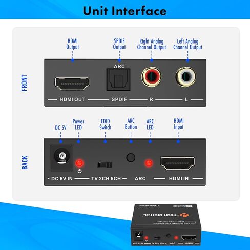 8K 4x2 HDMI Matrix Switch مع مستخرج الصوت | 8K@60Hz ، 4K@120Hz HDR ، ARC Support ، Optical & RCA Audio مخرجات ، IR Remote for Xbox ، PS5 ، Blu-ray-J-Tech Digital [Model: JTech-8K42A] in Kuwait