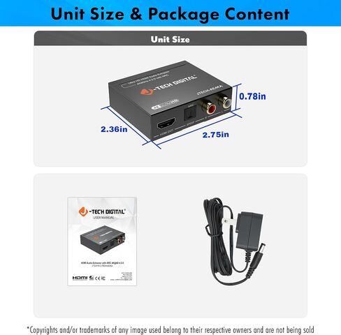 8K 4x2 HDMI Matrix Switch مع مستخرج الصوت | 8K@60Hz ، 4K@120Hz HDR ، ARC Support ، Optical & RCA Audio مخرجات ، IR Remote for Xbox ، PS5 ، Blu-ray-J-Tech Digital [Model: JTech-8K42A] in Kuwait
