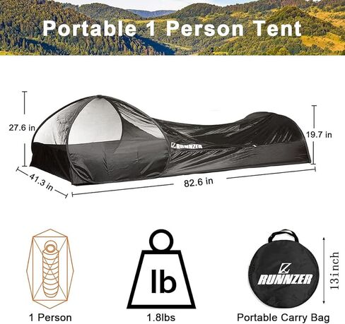 One Person Tent, Ultralight Pop Up Bivy Tent for Camping, Backpacking & Trekking, Backpacking Cover with Rainfly, Rainproof & Waterproof in Kuwait