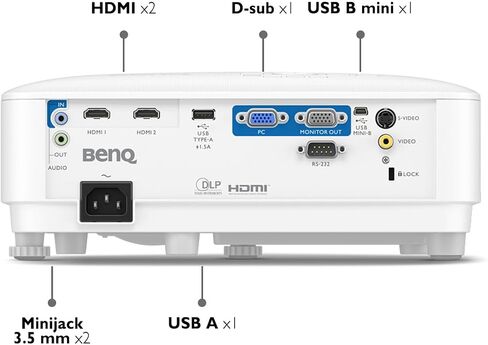 Benq LH650 Projector Projector Laser 1080p 4000 Ansi Lumen ، Smarteco Saving ، Rec.709 Gamut Color Wide ، USB-C ، 10W مكبر صوت ، إسقاط لاسلكي ، حجر الأساس التلقائي ، حجر الأساس 2D ، FIT in Kuwait