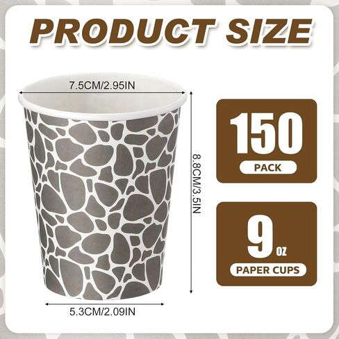 100 Pack 9 oz Paper Cups Paper Disposable Coffee Cups 9 oz Geometric Hot or Cold Beverage Drinking Cup for Water Juice Coffee or Tea in Kuwait