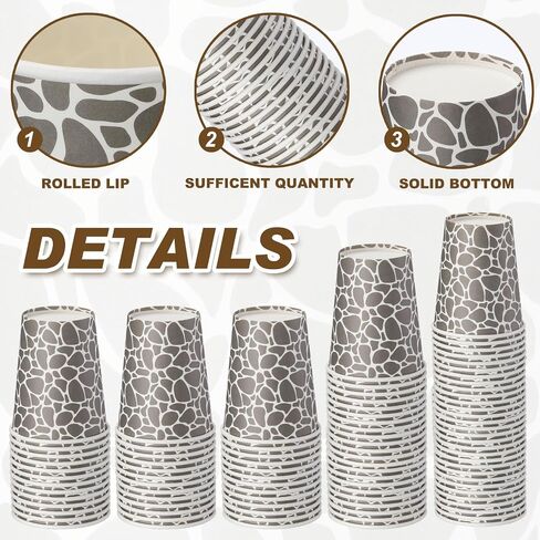 100 Pack 9 oz Paper Cups Paper Disposable Coffee Cups 9 oz Geometric Hot or Cold Beverage Drinking Cup for Water Juice Coffee or Tea in Kuwait