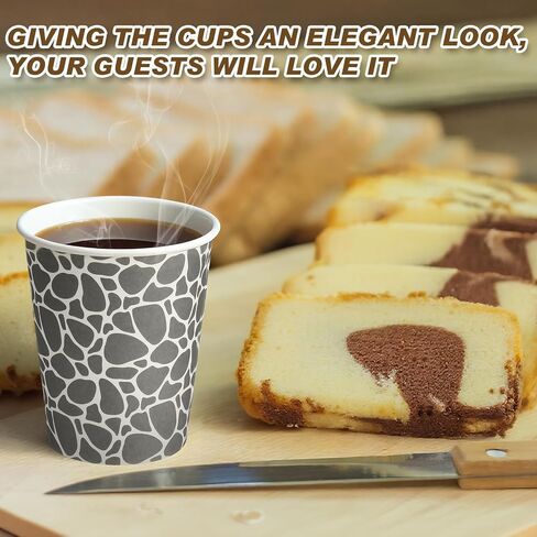 100 Pack 9 oz Paper Cups Paper Disposable Coffee Cups 9 oz Geometric Hot or Cold Beverage Drinking Cup for Water Juice Coffee or Tea in Kuwait