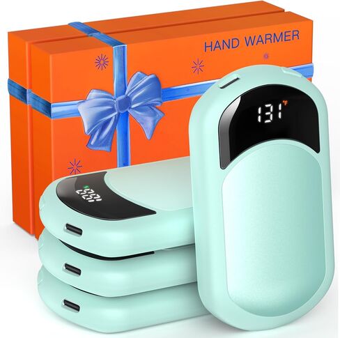 Hand Warmers Rechargeable, 4 Pack Electric Hand Warmer with Gift Box, LED Battery and Temperature Display, Quick Heating Portable Pocket Heater, for Men Women, Camping, Hunting White in Saudi Arabia
