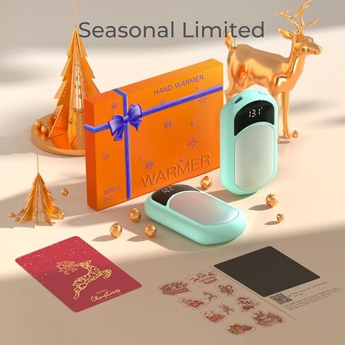 Hand Warmers Rechargeable, 4 Pack Electric Hand Warmer with Gift Box, LED Battery and Temperature Display, Quick Heating Portable Pocket Heater, for Men Women, Camping, Hunting White in Saudi Arabia