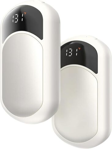 تدفئة اليدين قابلة لإعادة الشحن ، 4 عبوات أكثر دفئًا مع صندوق هدايا ، وبطارية LED وشاشة درجة الحرارة ، وسخان جيب محمول سريع للتدفئة ، والنساء ، والتخييم ، والصيد الأبيض in Kuwait