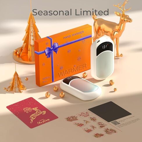 تدفئة اليدين قابلة لإعادة الشحن ، 4 عبوات أكثر دفئًا مع صندوق هدايا ، وبطارية LED وشاشة درجة الحرارة ، وسخان جيب محمول سريع للتدفئة ، والنساء ، والتخييم ، والصيد الأبيض in Kuwait