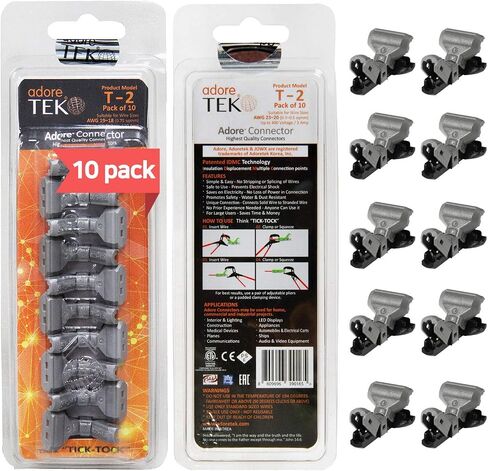 T-Type Wire Connector [T-1] NO Need to Peel NO-Splice NO-Tape and Water Resistant Easy Fast and Safe Electrical Insulated Wire Terminals AGW 23~20(0.3-0.5 sqmm) 3A [10 PCS] in Saudi Arabia