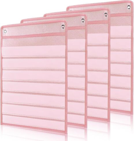 4 Pcs Magnetic Pocket Chart Standard Pocket Chart Classroom Pocket Chart with 40 Pcs Dry Erase Cards for Daily Schedule Class Demonstrations Office Home Activities, Black in Kuwait