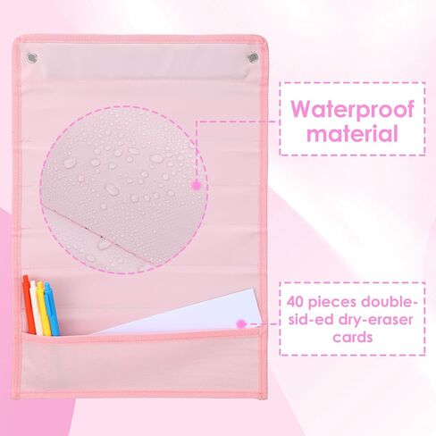 4 Pcs Magnetic Pocket Chart Standard Pocket Chart Classroom Pocket Chart with 40 Pcs Dry Erase Cards for Daily Schedule Class Demonstrations Office Home Activities, Black in Kuwait