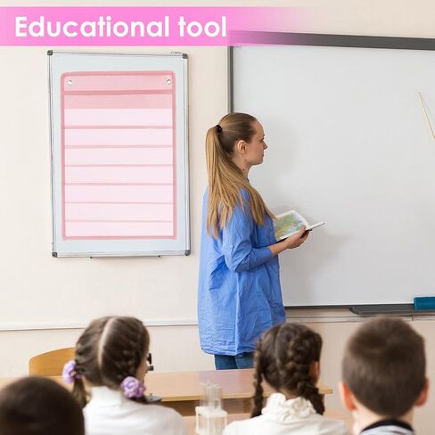 4 Pcs Magnetic Pocket Chart Standard Pocket Chart Classroom Pocket Chart with 40 Pcs Dry Erase Cards for Daily Schedule Class Demonstrations Office Home Activities, Black in Kuwait