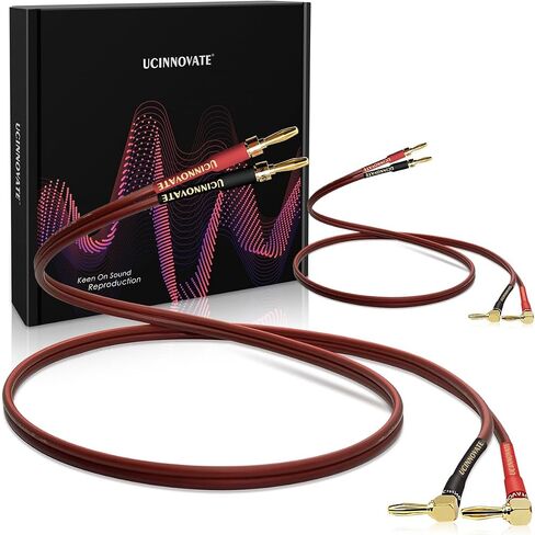 UCINNOVATE 2 Pack HiFi OFC Speaker Cable with Banana Plug to Jumper Spade, 3m / 9.8FT 14AWG Speaker Wire with Banana Plug to U Fork Plug Cord Jumper Bridge Cable for Speaker Amplifier (2 x 9.8FT) in Kuwait