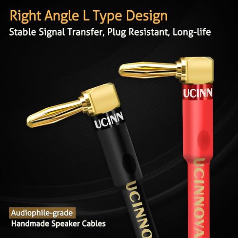 UCINNOVATE 2 Pack HiFi OFC Speaker Cable with Banana Plug to Jumper Spade, 3m / 9.8FT 14AWG Speaker Wire with Banana Plug to U Fork Plug Cord Jumper Bridge Cable for Speaker Amplifier (2 x 9.8FT) in Saudi Arabia