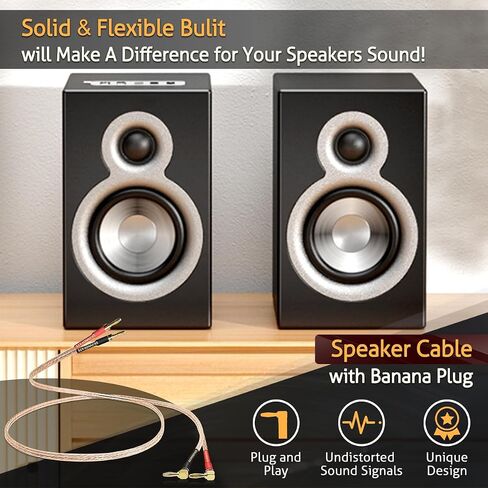 UCINNOVATE 2 Pack HiFi OFC Speaker Cable with Banana Plug to Jumper Spade, 3m / 9.8FT 14AWG Speaker Wire with Banana Plug to U Fork Plug Cord Jumper Bridge Cable for Speaker Amplifier (2 x 9.8FT) in Saudi Arabia