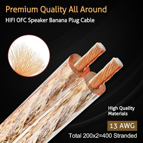 UCINNOVATE 2 Pack HiFi OFC Speaker Cable with Banana Plug to Jumper Spade, 3m / 9.8FT 14AWG Speaker Wire with Banana Plug to U Fork Plug Cord Jumper Bridge Cable for Speaker Amplifier (2 x 9.8FT) in Saudi Arabia
