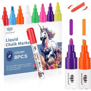 Window Chalk Markers Erasable, 8 Neon Colors Jumbo Chalk Pens Car Window Washable, Liquid Chalk Marker with 10mm Thick Tips for Chalkboard, Glass, Mirror, Poster, Bistro, Auto, Windows of DIY in Saudi Arabia