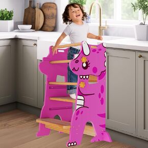 Toddler Tower Townable Trex Dino Toddler Step -Stool- آمن دافئ Toddler Tower Tower Tower Towner للتعلم - تصميم براءة اختراع أصلي مع CPC للأطفال - مثالي للمطبخ والحمام - الأخضر in Kuwait