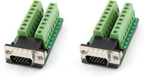 uxcell a15011600ux0309 D-SUB DB15 VGA Male 3Row 15Pin to Terminal Breakout Board Connectors (Pack of 2) in Saudi Arabia