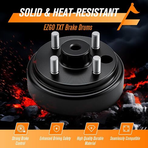 EZGO Brake Drum Hub Assembly, Golf Cart Brake Drums for EZGO TXT 1982-UP Electric and 2-Cycle 1982-1993 Gas, 24 Tooth Star Spline Drums Replace OEM# 19186G1P, 2PCS in Saudi Arabia