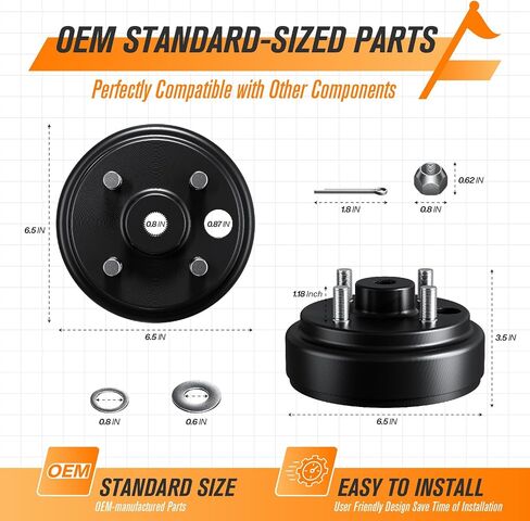 EZGO Brake Drum Hub Assembly, Golf Cart Brake Drums for EZGO TXT 1982-UP Electric and 2-Cycle 1982-1993 Gas, 24 Tooth Star Spline Drums Replace OEM# 19186G1P, 2PCS in Saudi Arabia