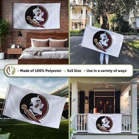 Desert Cactus Florida University FSU Flag - 3 × 5 أقدام لافتة Seminoles ، النسيج المتين الداخلي/الخارجي ، تصميم البوليستر 100 ٪ (النمط C) in Saudi Arabia