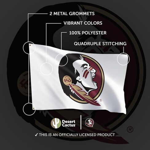 Desert Cactus Florida University FSU Flag - 3 × 5 أقدام لافتة Seminoles ، النسيج المتين الداخلي/الخارجي ، تصميم البوليستر 100 ٪ (النمط C) in Saudi Arabia