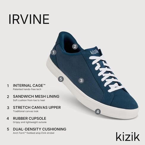 أحذية رياضية Kizik Irvine سهلة الارتداء: قماش مطاطي منخفض المظهر، نعال مطاطية، أحذية كاجوال للنساء والرجال، راحة بدون استخدام اليدين، خيارات واسعة لأصابع القدم in Kuwait