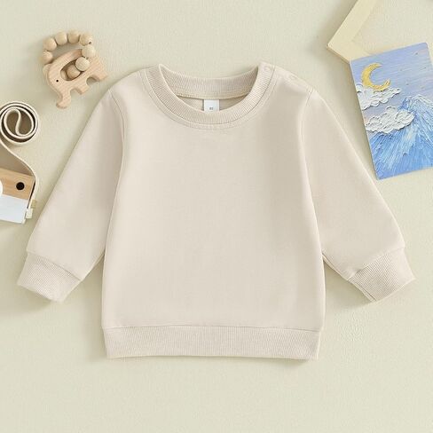 3 Pack Toddler Baby Boy Girl Long Sleeve Crewneck Pullover Sweatshirt Sweater Outfits Solid Color Casual Clothes in Saudi Arabia