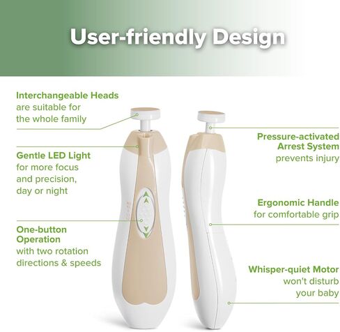 haakaa Baby Nail Trimmer Electric Baby Nail Clippers Kit for Newborn, Toddler or Adults Fingernails and Toenails Care, Baby Nail Care Set & Extra 4 Replacement Pads Combo - Meadow in Saudi Arabia