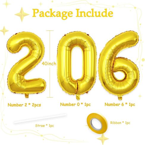 40 Inch Number 2025 Balloons Black, Giant Foil Mylar Helium Balloons for 2025 New Years Party Decorations New Years Eve Party Supplies Decoracion De Año Nuevo 2025 Graduation | Black in Saudi Arabia