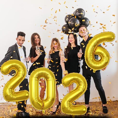 40 Inch Number 2025 Balloons Black, Giant Foil Mylar Helium Balloons for 2025 New Years Party Decorations New Years Eve Party Supplies Decoracion De Año Nuevo 2025 Graduation | Black in Saudi Arabia