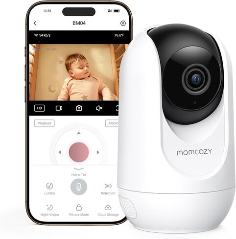 Momcozy Smart WiFi Baby Monitor with Camera and Audio, 5" 1080P Screen with Wall Mount, Motion & Cry Detection, Safe Fence, Clear Night Vision, 5000mAh Battery, 2-Way Talk, Photo & Video Recording in Saudi Arabia