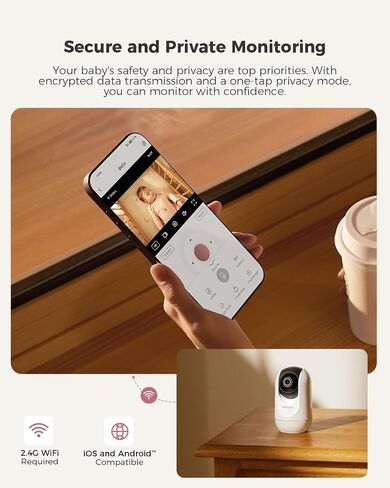 Momcozy Smart WiFi Baby Monitor with Camera and Audio, 5" 1080P Screen with Wall Mount, Motion & Cry Detection, Safe Fence, Clear Night Vision, 5000mAh Battery, 2-Way Talk, Photo & Video Recording in Saudi Arabia