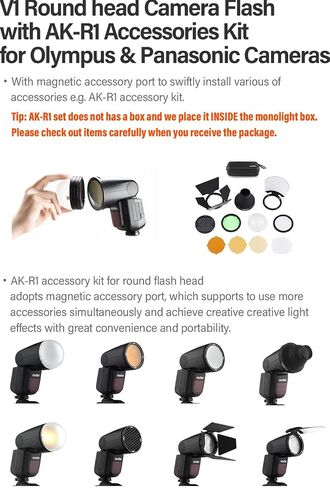 Godox V1-C U Flash for Canon, Godox V1 C U HSS TTL Round Head Speedlight with Accessories Kit for Portrait, Event, Travel, Wedding Photography in Saudi Arabia