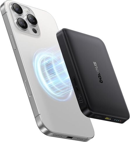 Baseus for MagSafe Portable Charger, Qi2 Certified 15W Wireless Magnetic Power Bank 10000mAh with USB-C Cable 22.5W PD Charging, Battery Pack Compatible with iPhone 17/16/15/14/13 Pro/Pro Max Series in Kuwait