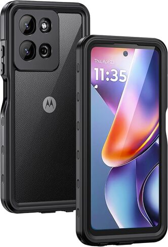 Lanhiem for Moto G Play 5G 2024 Case, IP68 Waterproof Dustproof Shockproof Case with Built-in Screen Protector, Full Body Underwater Protective Cover for Moto G Play 2024 Only, Black in Saudi Arabia