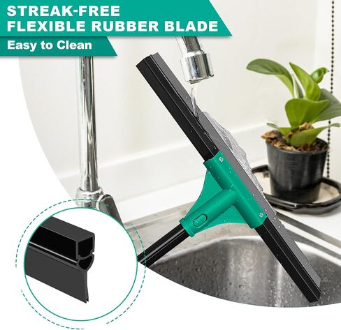 Jehonn Floor Squeegee ثقيلة مع مقبض طويل 58.3 بوصة ، مكشطة مطاطية لتنظيف ماء الرغوة على الجراج خرسانة الحمام البلاط الدش الزجاج in Saudi Arabia