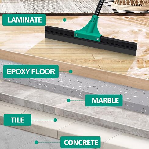 Jehonn Floor Squeegee ثقيلة مع مقبض طويل 58.3 بوصة ، مكشطة مطاطية لتنظيف ماء الرغوة على الجراج خرسانة الحمام البلاط الدش الزجاج in Saudi Arabia