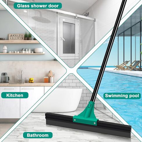 Jehonn Floor Squeegee ثقيلة مع مقبض طويل 58.3 بوصة ، مكشطة مطاطية لتنظيف ماء الرغوة على الجراج خرسانة الحمام البلاط الدش الزجاج in Saudi Arabia